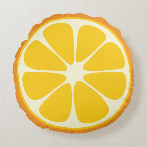 Cute Orange Slice Citrus Fruit Funny Foodie Fun Round Pillow