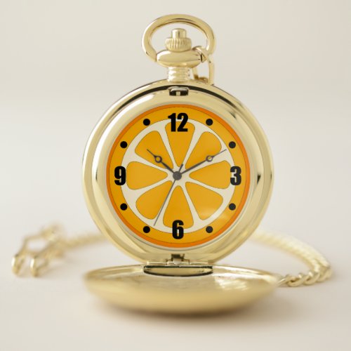 Cute Orange Slice Minimalist Kids with Numbers Pocket Watch