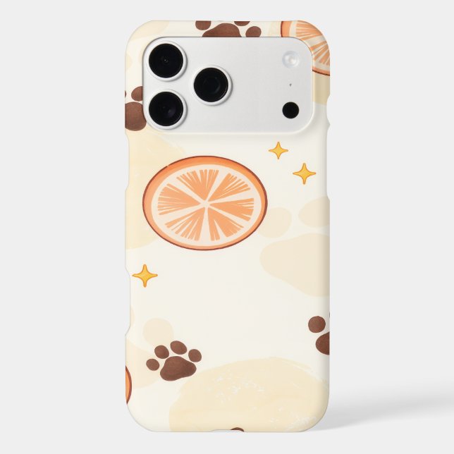 Cute Orange Slice Paw Print Pet Pattern Iphone Case (Back)