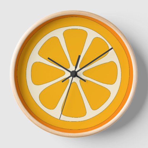 Cute Orange Slice Simple Minimalist Kitchen Clock