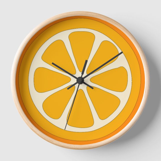 Cute Orange Slice Simple Minimalist Kitchen Clock (Front)