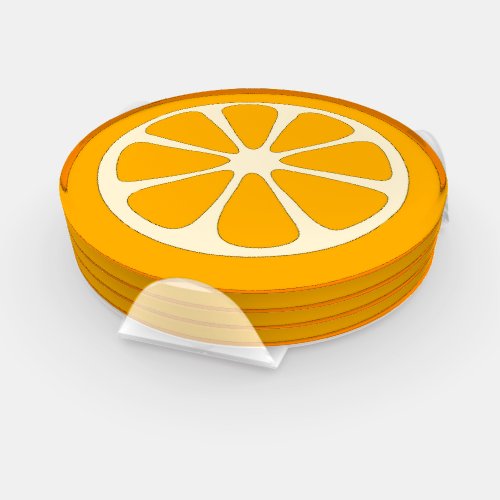 Cute Orange Slice Simple Minimalist Kitchen Coaster Set