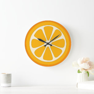 Cute Orange Slice Simple Minimalist Kitchen Large Clock