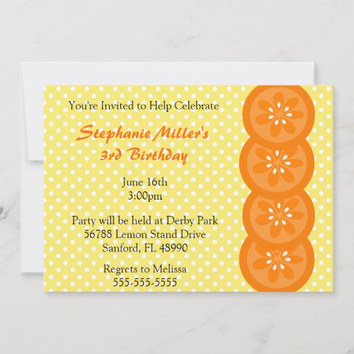 Cute Orange Slice Summer Party Invitation
