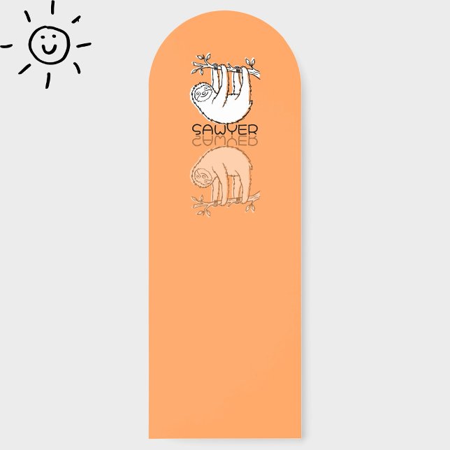 Cute Orange Sloth Reflection Doodle Custom Name Bookmarks (Creator Uploaded)
