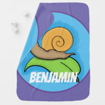 Cute orange snail on leaf cartoon illustration