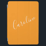 Cute Orange Solid Color Personalized Script Name iPad Air Cover<br><div class="desc">Cute Orange Solid Color Personalized Script Name iPad Pro Cover</div>