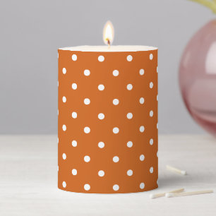 Cute orange spice white polka dots Thanksgiving Pillar Candle