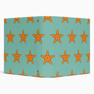Cute Orange Starfish Cartoon 3 Ring Binder