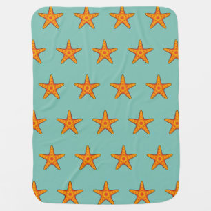 Cute Orange Starfish Cartoon Baby Blanket