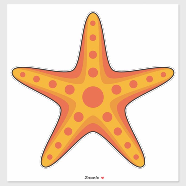 Cute Orange Starfish Cartoon Sticker (Sheet)