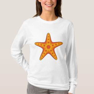 Cute Orange Starfish Cartoon T-Shirt