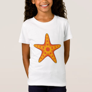 Cute Orange Starfish Cartoon T-Shirt