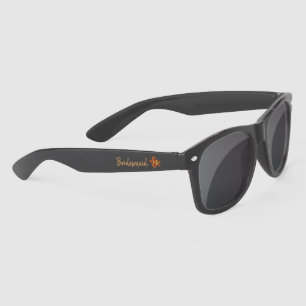 Cute Orange Summer Sea Turtle Bridesmaid with Name Sunglasses