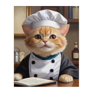Cute Orange Tabby Cat Chef Cooking Illustration  Acrylic Print