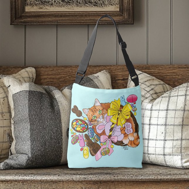 Cute Orange Tabby Cat  Easter Basket Eggs Crossbody Bag (Creator Uploaded)