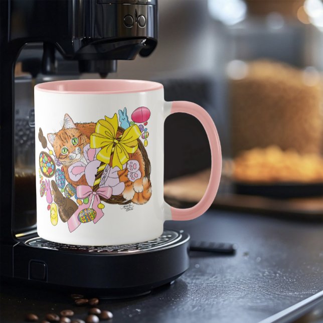 Cute Orange Tabby Cat  Easter Basket Eggs Mug (Creator Uploaded)