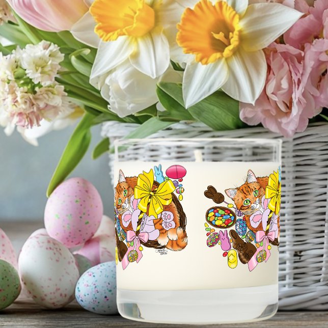 Cute Orange Tabby Cat  Easter Basket Eggs Scented Candle (Creator Uploaded)