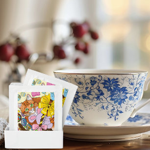 Cute Orange Tabby Cat  Easter Basket Eggs Tea Bag Drink Mix