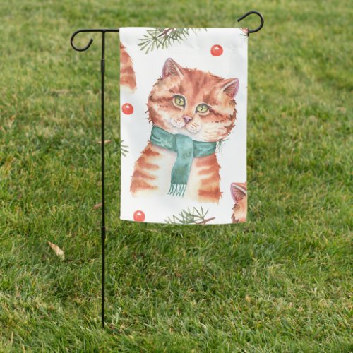 CUTE ORANGE TABBY CAT GARDEN FLAG