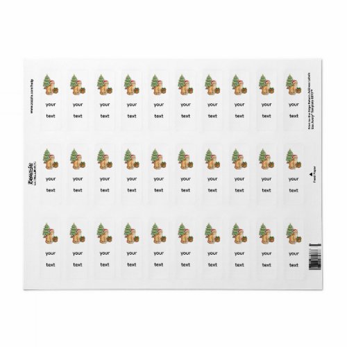 Cute Orange Tabby Cat in Santa Hat Christmas Holid Label