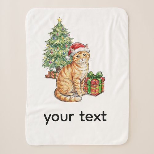 Cute Orange Tabby Cat in Santa Hat Christmas Holid Sherpa Blanket