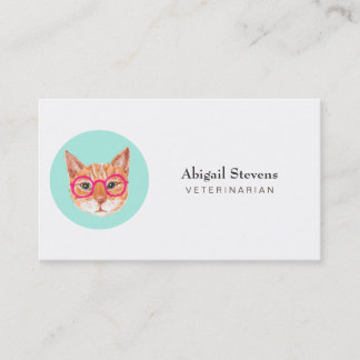 Cute Orange Tabby Cat Wearing Glasses Business Card