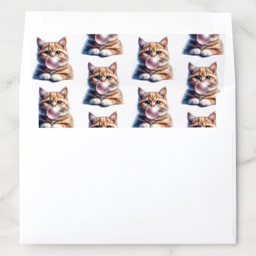 Cute Orange Tabby Cats Blowing Bubbles Gum Envelope Liner