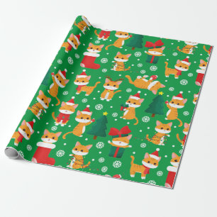 Cute Orange Tabby Christmas Wrapping Paper