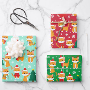 Cute Orange Tabby Christmas Wrapping Paper Sheets