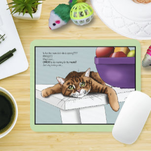 Cute Orange Tabby Cute Treats Funny Waiting Mouse Pad