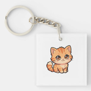 Cute Orange Tabby Kitten Acrylic Keychain