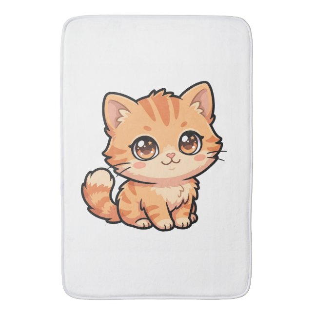 Cute Orange Tabby Kitten Bath Mat (Front Vertical)