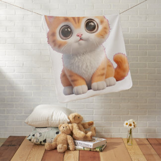 Cute Orange Tabby Kitten Big Eyes Baby Blanket