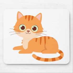 Cute Orange Tabby Kitten Cartoon Kitty Cat Mouse Pad