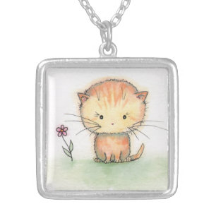 Cute Orange Tabby Kitten Cat Necklace