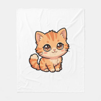 Cute Orange Tabby Kitten Fleece Blanket
