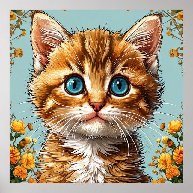 🐱 Cute Orange Tabby Kitten Gift For Cat Lover 🎁 Poster (Front)