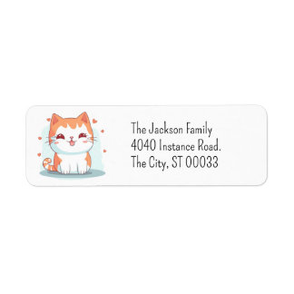 Cute Orange Tabby Kitten Kawaii Chibi Label