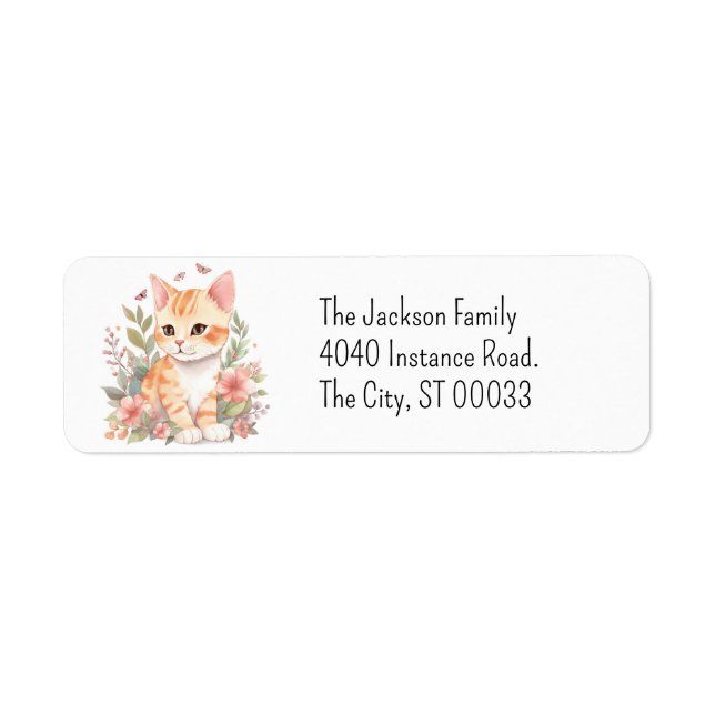 Cute Orange Tabby Kitten Kawaii Chibi Label (Front)