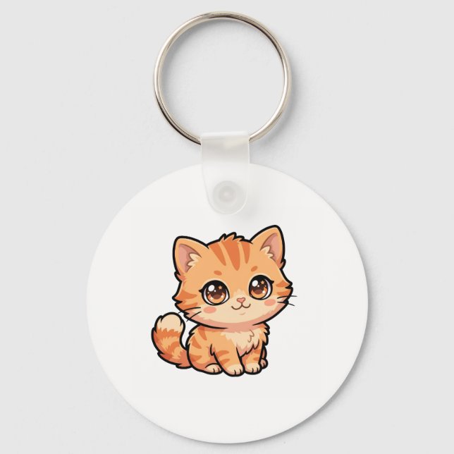 Cute Orange Tabby Kitten Keychain (Front)