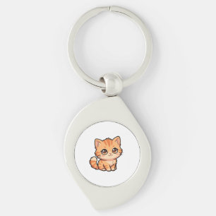 Cute Orange Tabby Kitten Metal Keychain