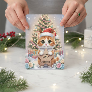 Cute Orange Tabby Kitten Personalized Christmas Holiday Card