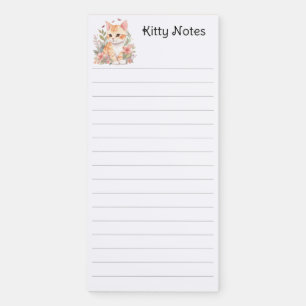 Cute Orange Tabby Kitten Watercolor Magnetic Notepad
