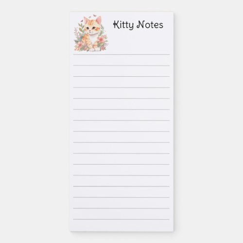 Cute Orange Tabby Kitten Watercolor Magnetic Notepad