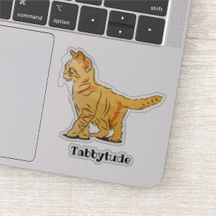 Cute Orange Tabby Kitten with Custom Text Sticker