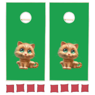 Cute Orange Tabby Kitty Cat Cornhole Set