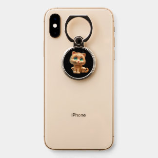 Cute Orange Tabby Kitty Cat Phone Ring Stand