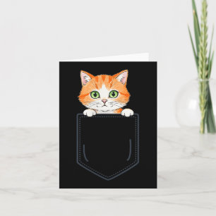 Cute Orange Tabby Peeking Out Of Cket Funny Cat In Card