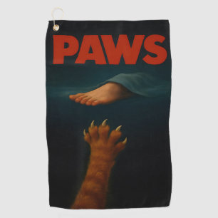 Cute Orange Tabby vs Human Foot Golf Towel